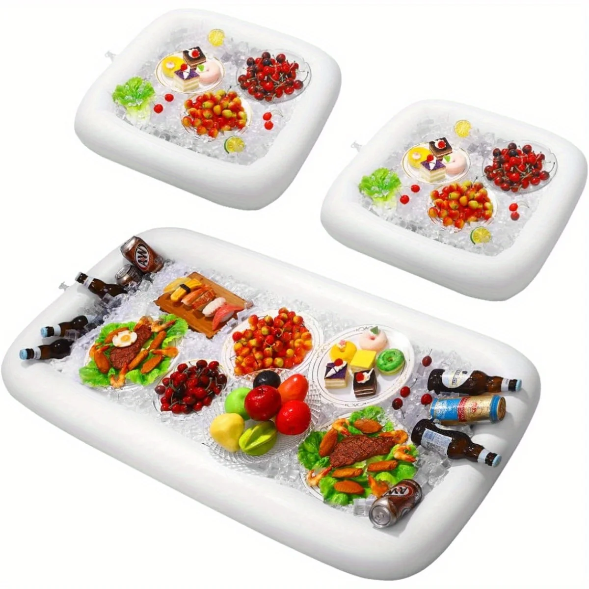 Salad Container Inflatable Service Bar Ice Tray Food and Beverage Suitable for Barbecue Picnics Swimming Pools Parties