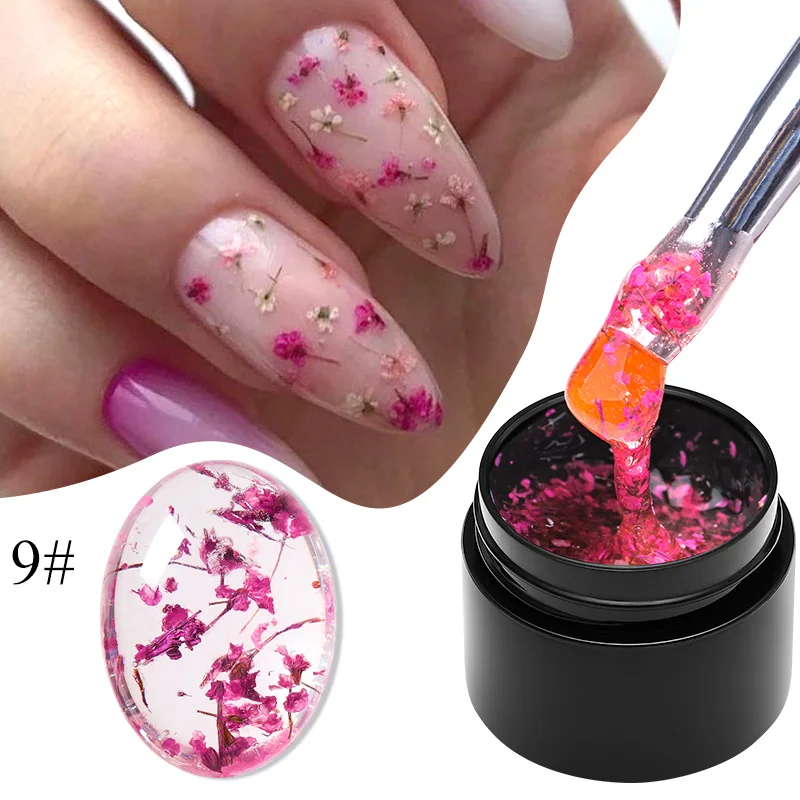 

Floral Gel Natural Dried Flowers Gel Nail Polish Fairy Nail Gel Semi Permanent Soak Off UV LED Nail Art Design Varnish Manicure
