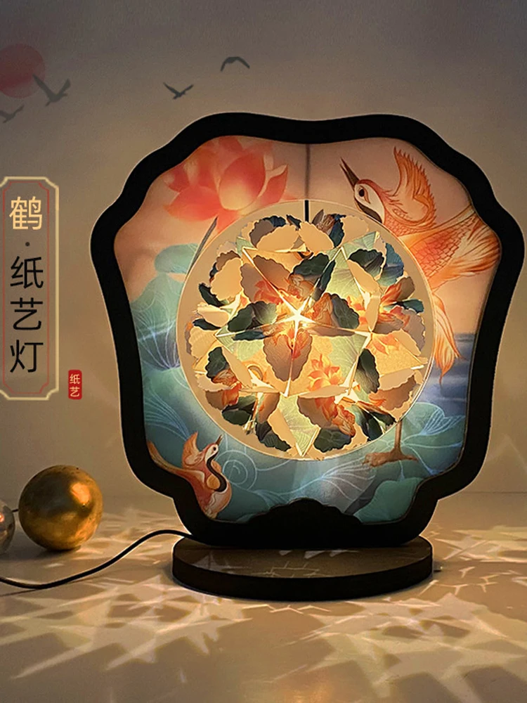 Home Decoration Night Light with USB Charge LED Glowing Flower 3D DIY Chinese New Year Lantern Lamp Paper Carving | Дом и сад