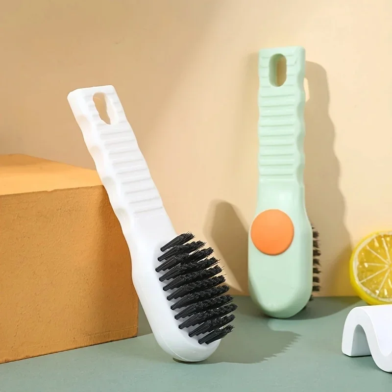 A shoe brush with a liquid container, multifunctional shoe brush, household shoe brush, press cleaning brush, long handled shoe