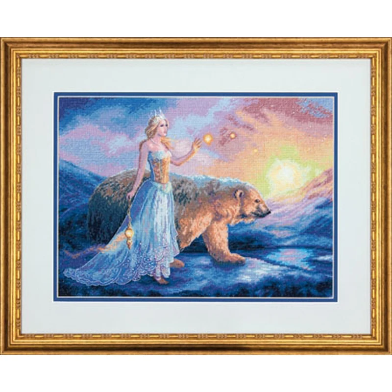 Прекрасная Золотая коллекция Набор для вышивки крестиком Aurora Queen and North Pole Bear dim 35291