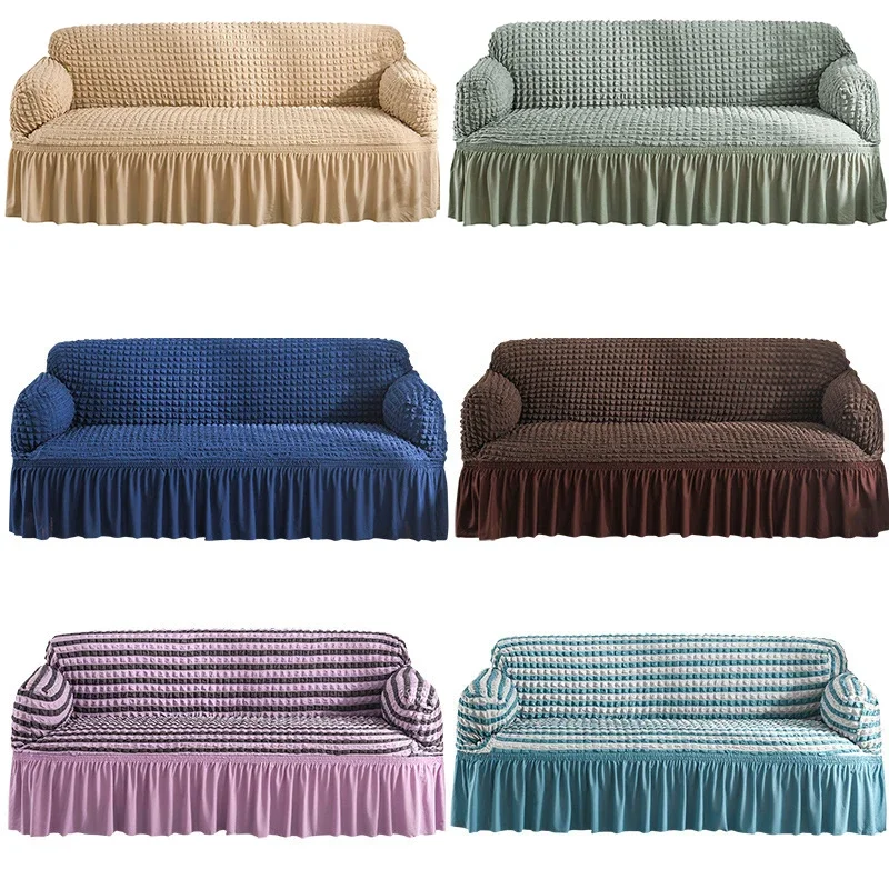 1/2/3/4 flying seat seersucker living room sofa cover elastic sofa cover elastic solid thickness elastic sofa cover 5