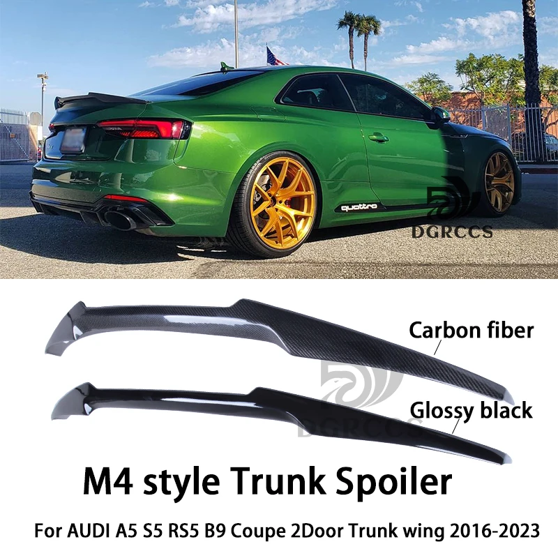 

For AUDI A5 S5 RS5 B9 2Door Coupe M4 Style Rear Spoiler Trunk wing 2016-2023 Carbon fiber Glossy black