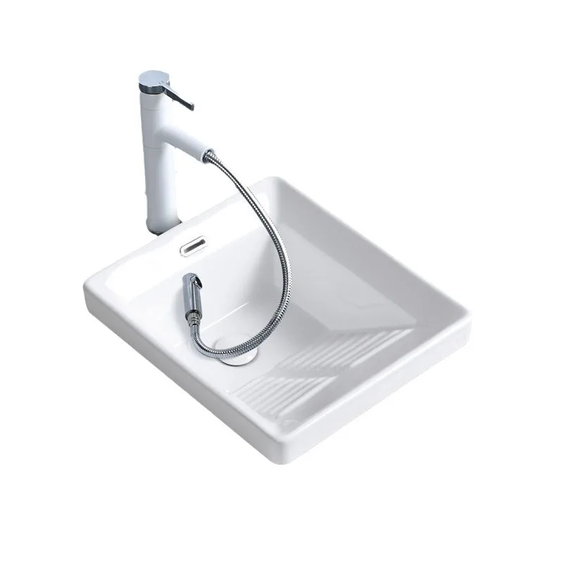 

Taichung basin laundry basin with washboard, sink under the table, balcony, deepened laundry basin, embedded household ceramic w