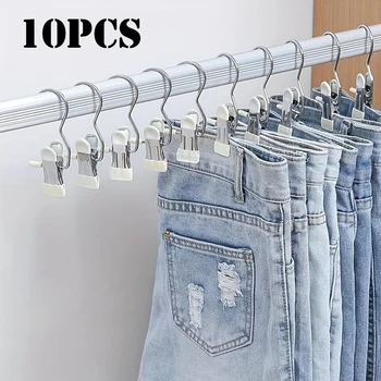 Mollette da bucato in acciaio inossidabile da 10 pezzi con gancio Organizzatore per lavanderia Clip da appendere portatile Appendiabiti per armadio Gestione efficiente dei vestiti 1