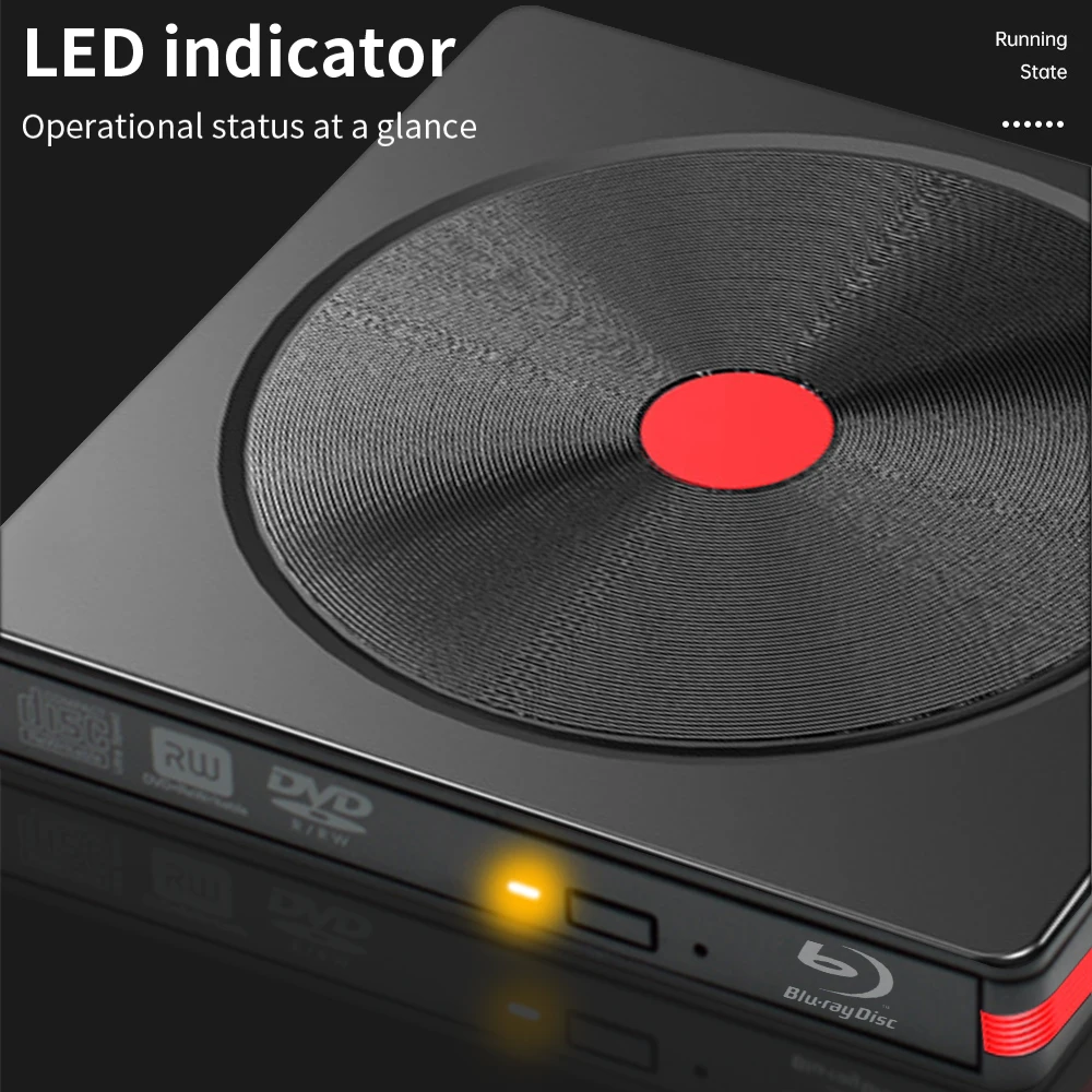 TISHRIC 블루레이 외장 CD DVD 드라이브, 팝업 모바일 외장 DVD-RW, USB 3.0, C타입 CD DVD 리더, 노트북 데스크탑 PC용 라이터