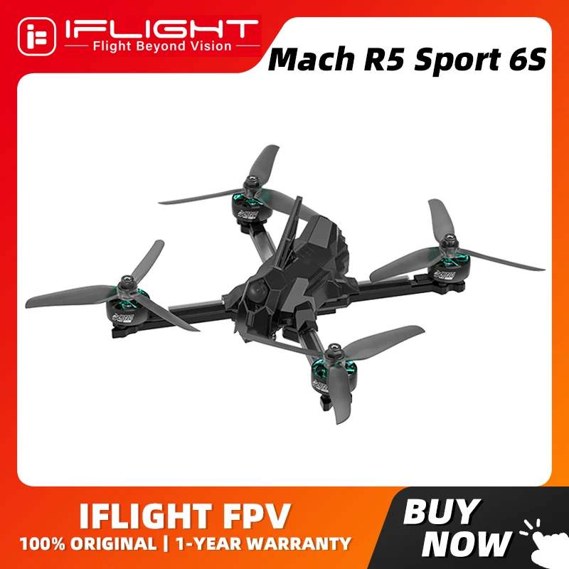 iFlight Mach R5 Sport Analog 6s FPV Race Canopy Drone BNF with BLITZ Mini F7 E55