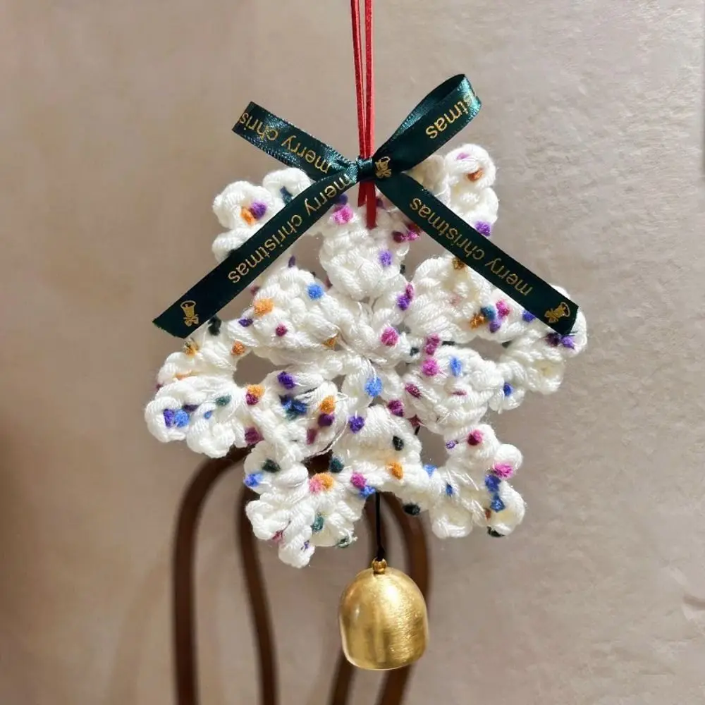 Hand-knitted Christmas Bell Pendant Creative Crisp Sound Woven Xmas Tree Pendant 16cm with Hanging Rope Christmas Jingle Bells