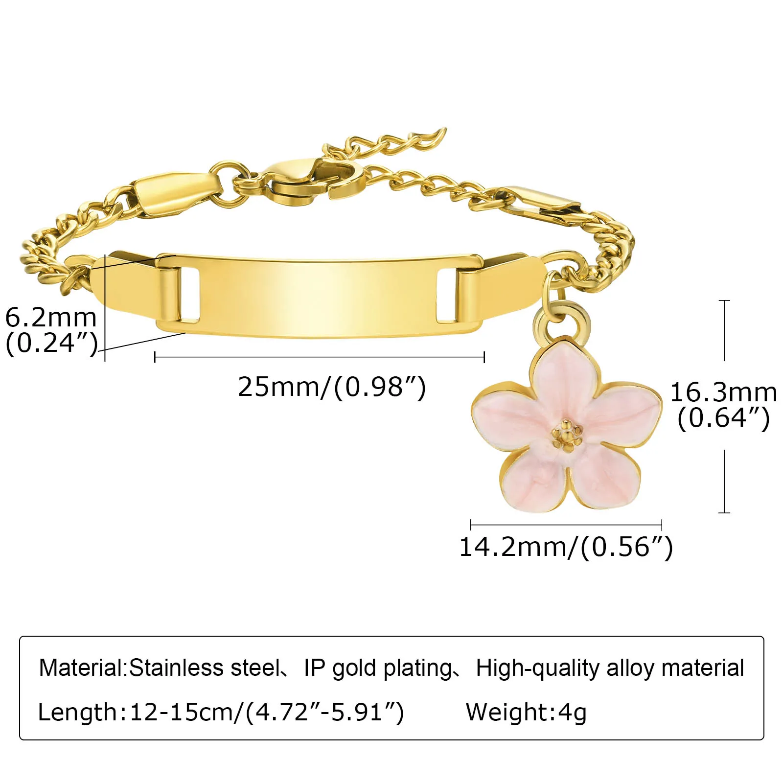 Personalized Crown Charm ID Bracelet – Stainless Steel Curb Chain, Hypoallergenic Gift