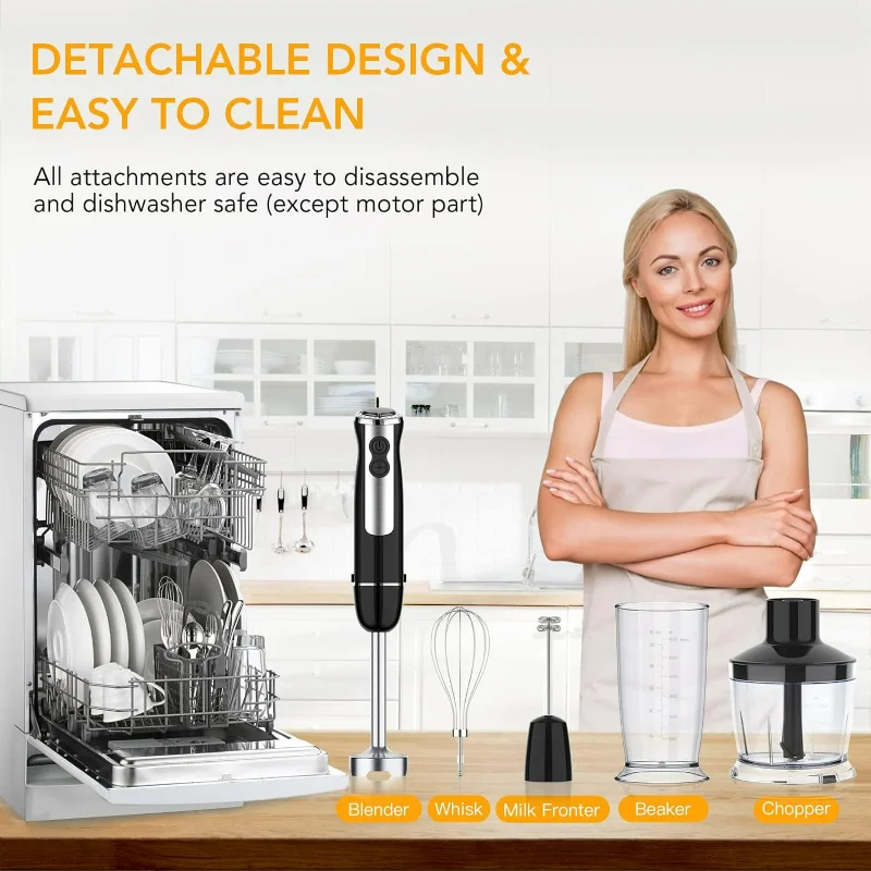 خلاط يدوي قوي 800 واط خالٍ من مادة BPA، 5 في 1، مع...