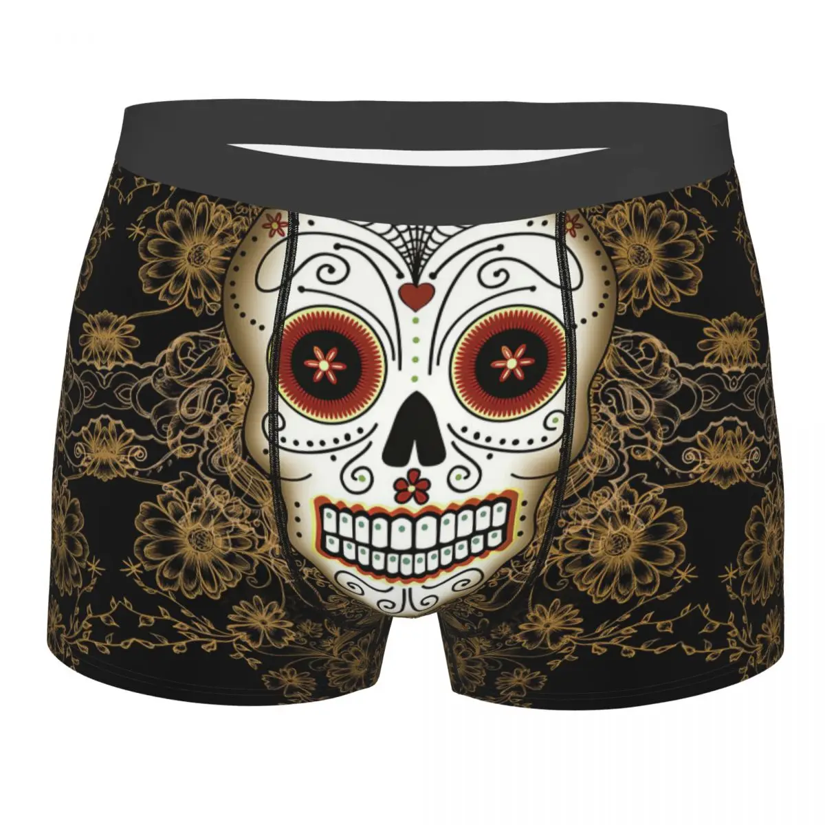 

Vintage Sugar Skull Underpants Breathbale Panties Male Underwear Print Shorts Boxer Briefs