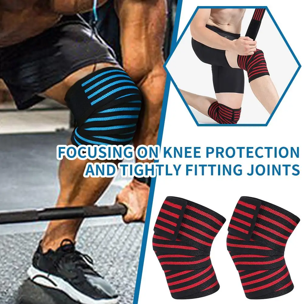 

1PCS Knee Wraps Men Fitness Weight Lifting Elastic Support Protector Knee Sports Knee Pad Strap Bandage Compression Bands T3H5