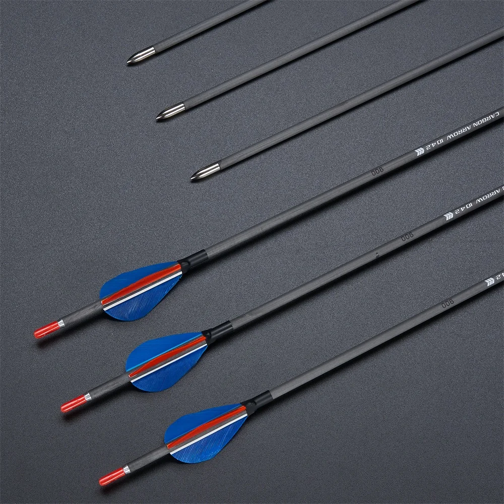 32" Real Feathes Pure Carbon Arrow ID 4.2 Spin500/700/900 Accessories for Outdoor Hunting Sprot with Recurve Bow/compound Bow