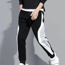 

2022 new style men's pants color matching drawstring elastic waist pocket hem nine-point pants pocket overalls trousers streetwe