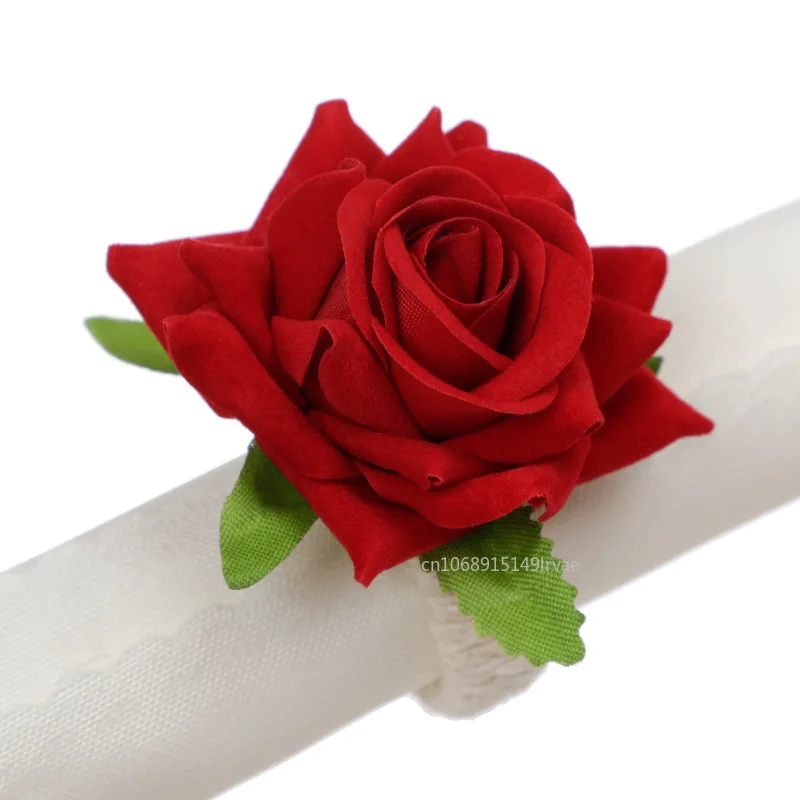 Artificial Flower Style Napkin Rings  Napkin Holder for Christmas Thanksgiving Wedding Engagement Dinning Table Decoration