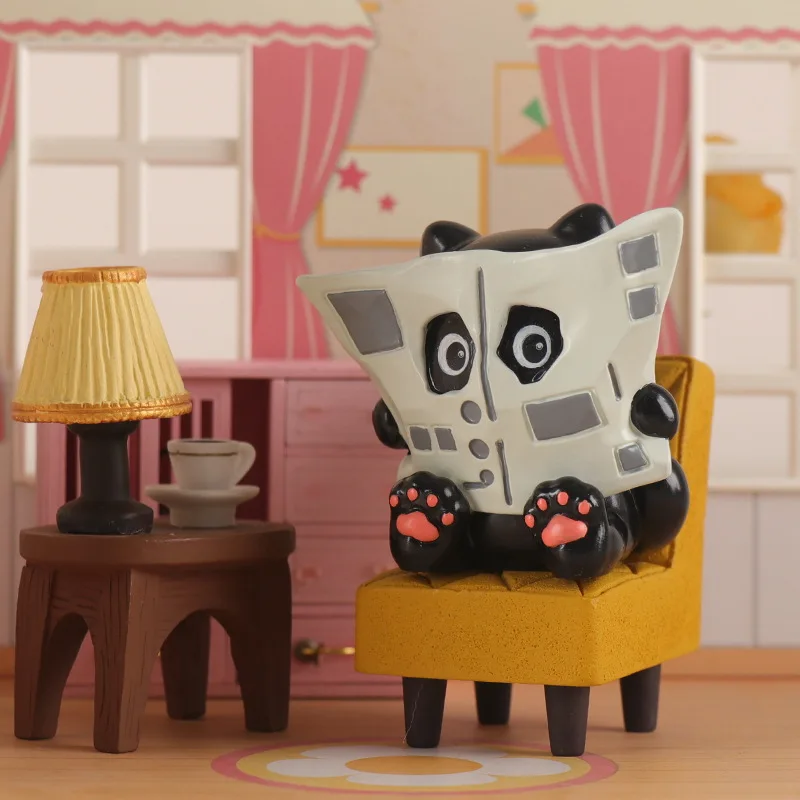 검은 고양이 블라인드 박스 해피 라이프 고양이 애니메이션 피규어 인형 블라인드 백 미스터리 박스 장식 어린이 크리스마스 선물