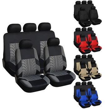 Tire Track Pressing Car Seat Covers Universal Cloth Car SUV Van Automotive Interior Covers Airbag Compatibe