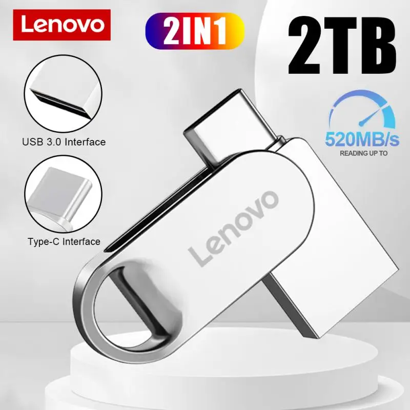 Nuova Chiavetta Usb Lenovo 128Gb Memory Stick 2Tb Pendrive 1Tb Metallo Usb 3.0 Disco 2-In-1 Type-C Cle Usb Logo Gratuito All'Ingrosso