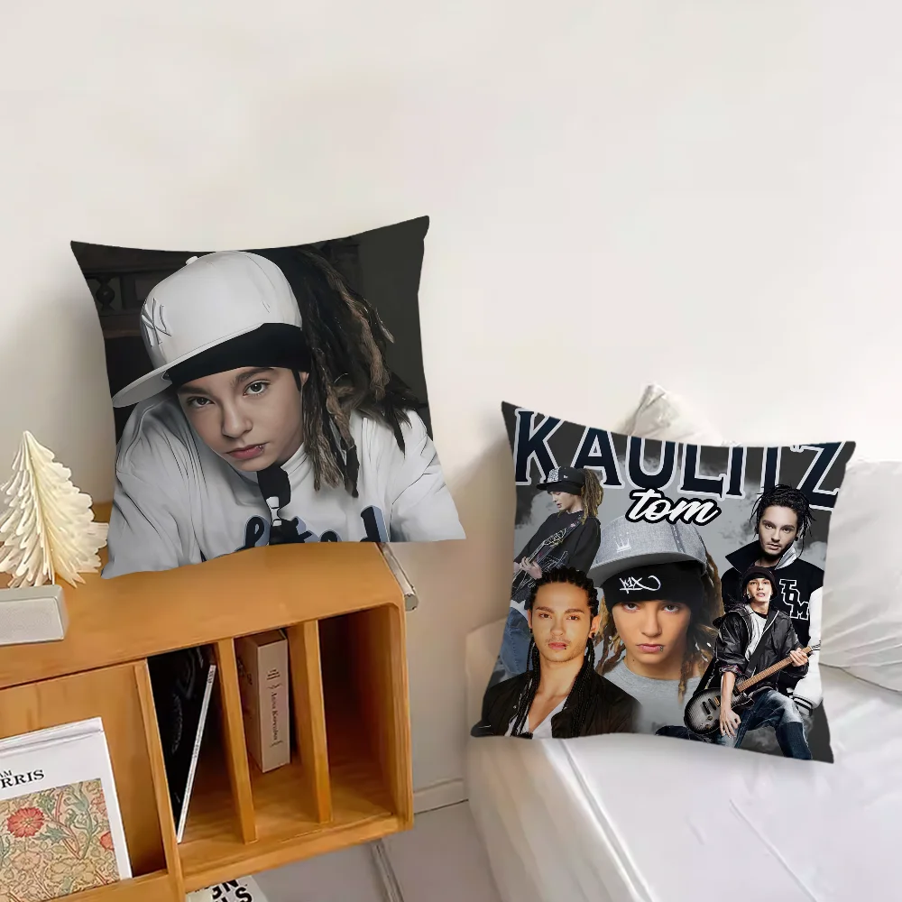 밴드 T-Tokio H-Hotel Tom Kaulitz 쿠션 커버 플러시 패브릭 소프트 양면 프린트 소파 쿠션 커버 스로우 베개 커버