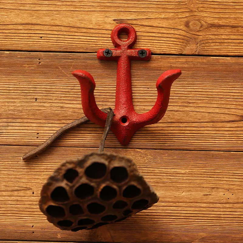 Minimalist Decor Coat Hook Cast Iron Anchor Double Hooks Decorative Key Holder Wall Hanger Bar Cafe Wall Decoration Accessories 4