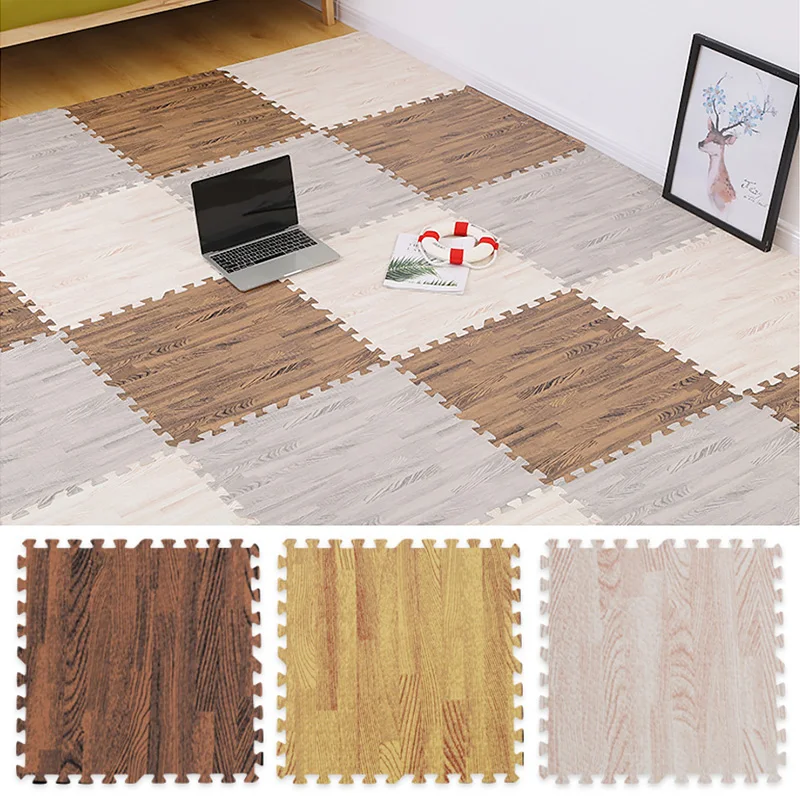 30x30X1 cm Interlocking Light Wood Pattern EVA Foam Gym Flooring Floor Mat Tiles 