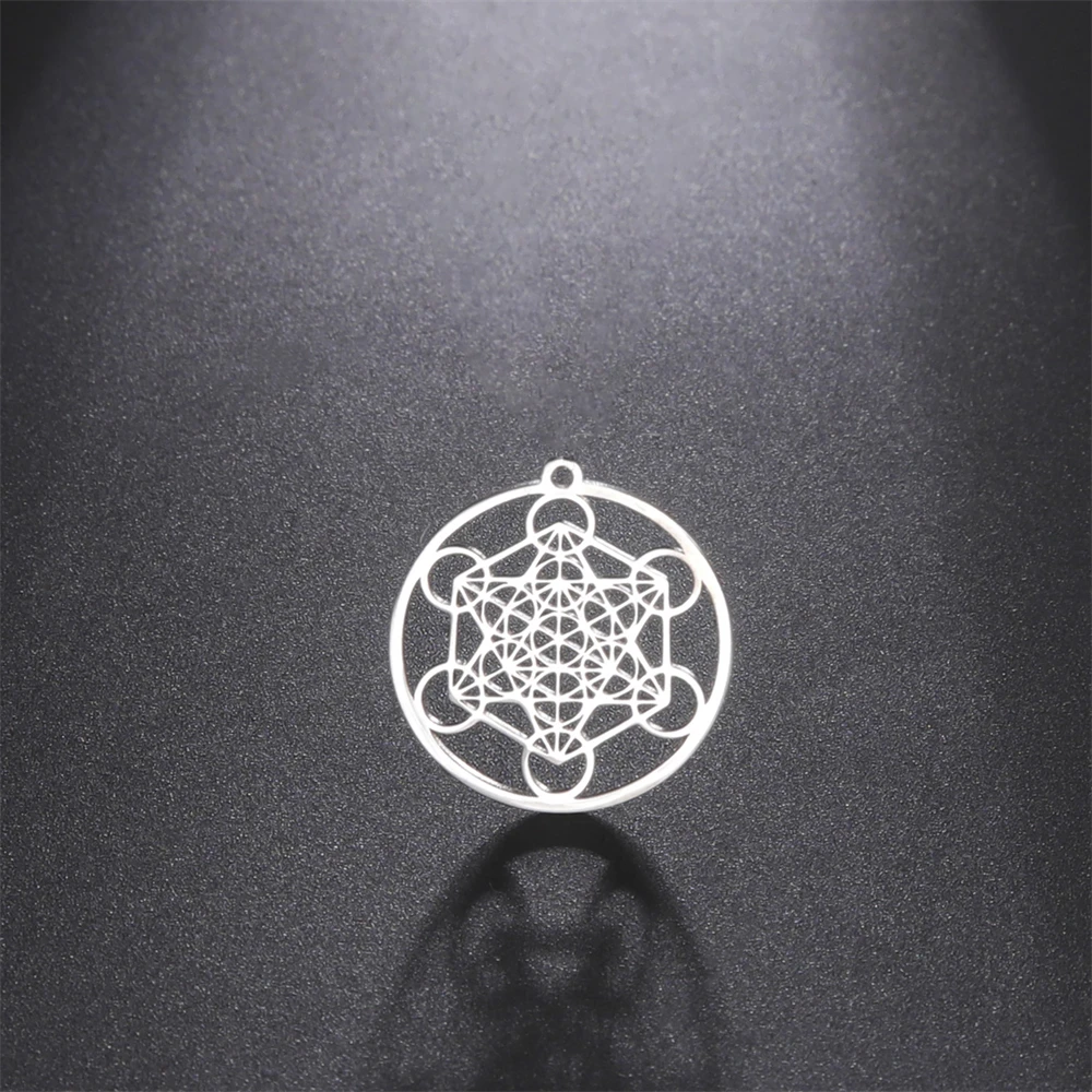 5pcsLotStainlessSteelArchangelMetatronCubeCharmsPendants