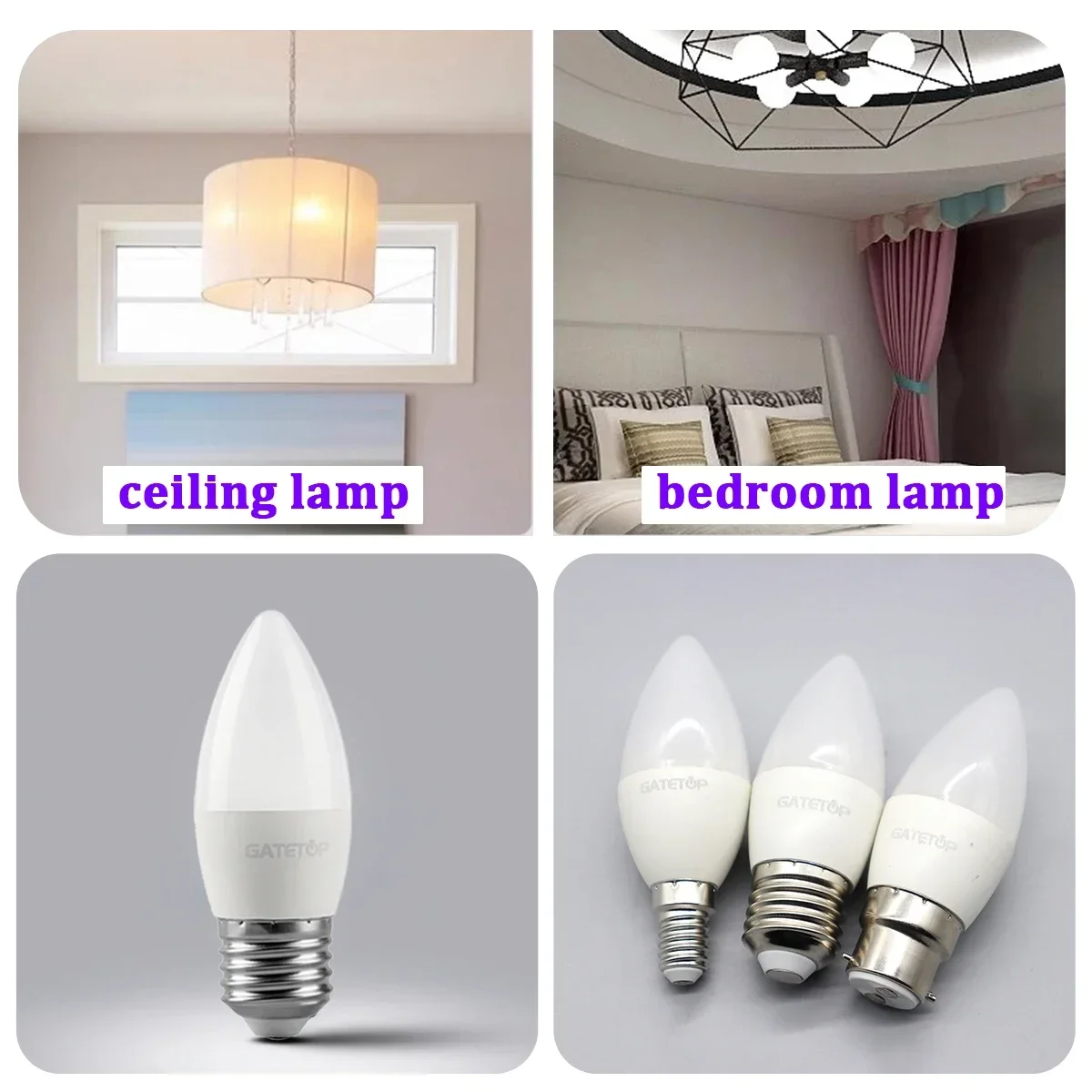 6개 LED 캔들 전구 220V E27 E14 B22 3W-7W, 고휘도 에너지 절약 전구 (샹들리에, 벽걸이 테이블 램프, 가정용 조명)