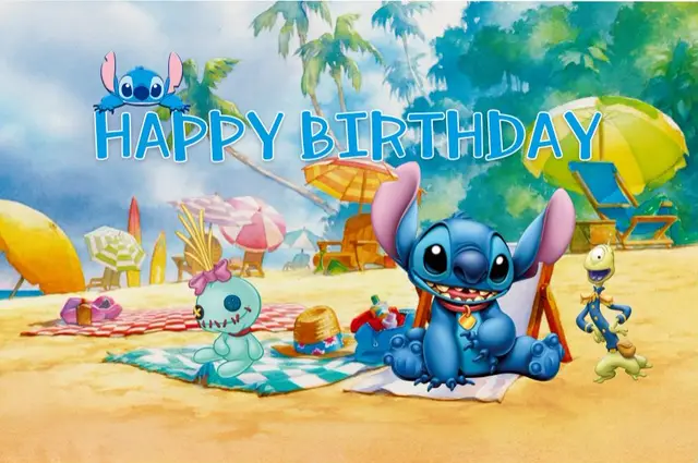 Lilo Stitch Birthday Decoration Background | Custom Birthday Stitch  Background - Party Backdrops - Aliexpress