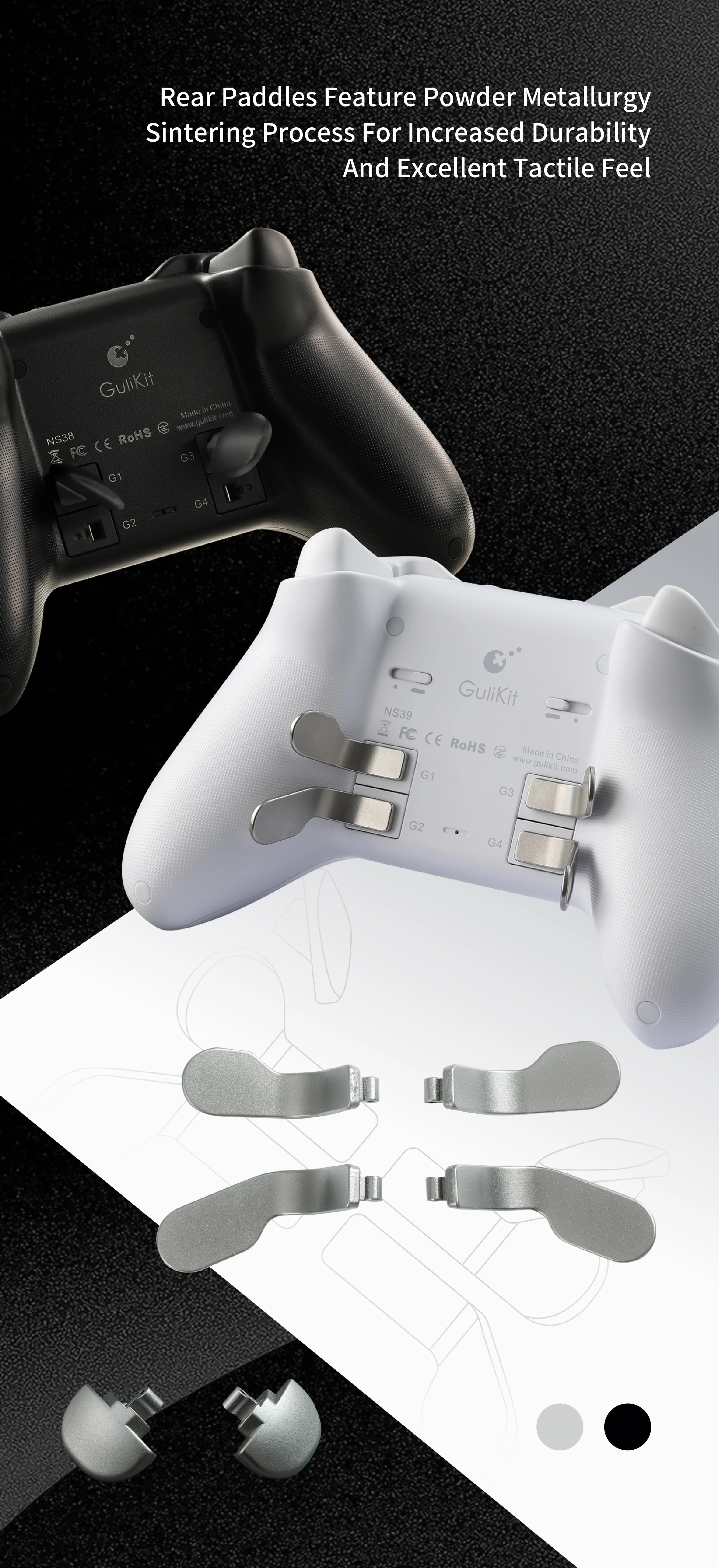 GuliKit KingKong 3 Controller Accessory Pack with Rear Paddles, Custom Button Set, and Keycap Puller