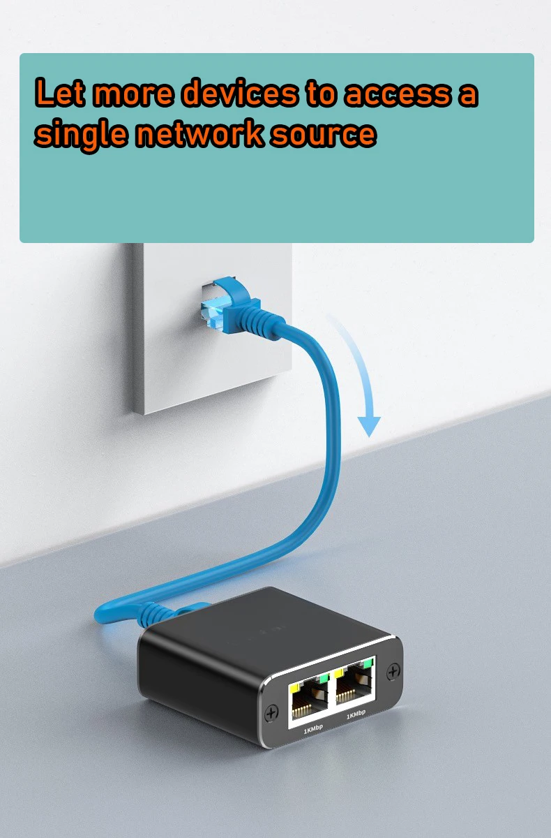 Adaptateur de connecteur de répartiteur RJ45, 1 Go, 1 à 2 voies