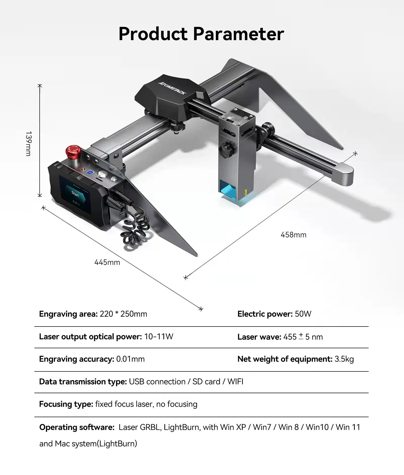 ATOMSTACK P9 M50 Portable Laser Engraver High Accuracy Laser Engraving Cutting Machine EU Plug 100‑240V Cutting Machine large 3d printer