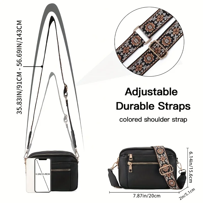 Stylish Large Capacity PU Square Crossbody Bag Multi-Functional Casual Shoulder Bag for Women's Travel, Shopping Styling Outfits