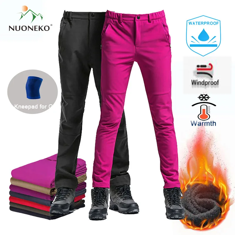 Winter Men Women Hiking Pants Outdoor Sports Thick Fleece Trousers Camping Trekking Skiing Waterproof Pants PM20