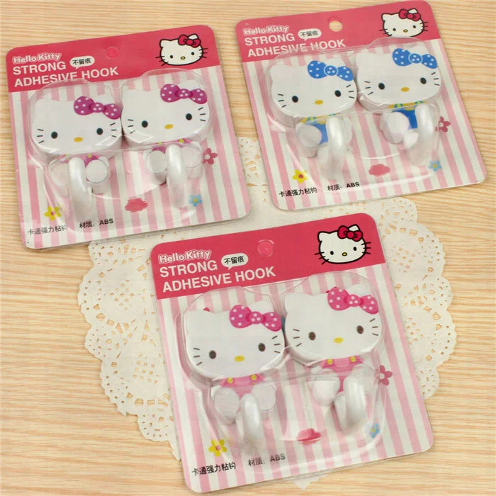 2pcsNewSanrioHelloKittyWallHookGirlHeartStrongAdhesiveNo