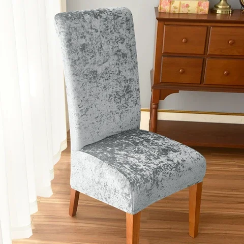 

High Back XL Size Chair Cover Golden Diamond Velvet Stretch Chair Covers for Dining Room Wedding Banquet Spandex Home Decor Case