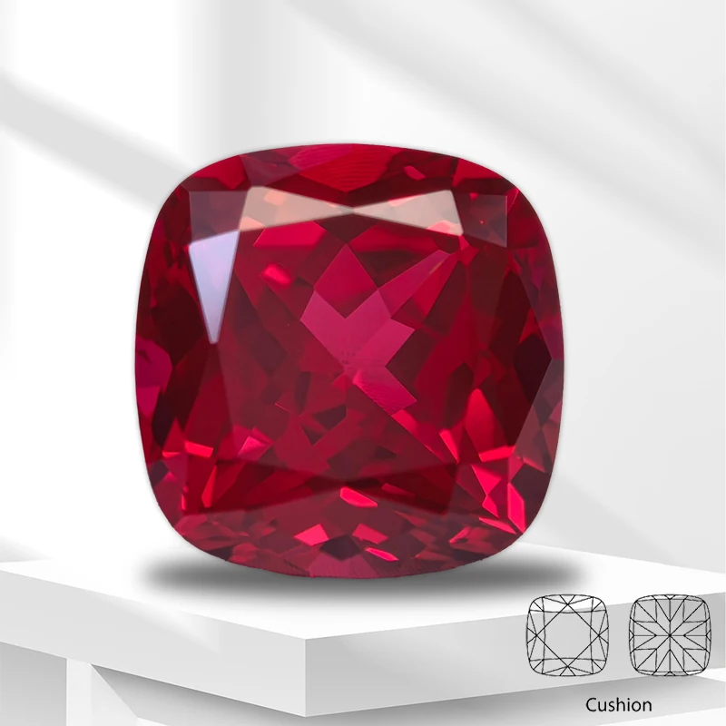 

Lab Grown Ruby Square Cushion Cut Multi Size Gemstones for DIY Jewelry Pendant Rings Optional AGL Certificate
