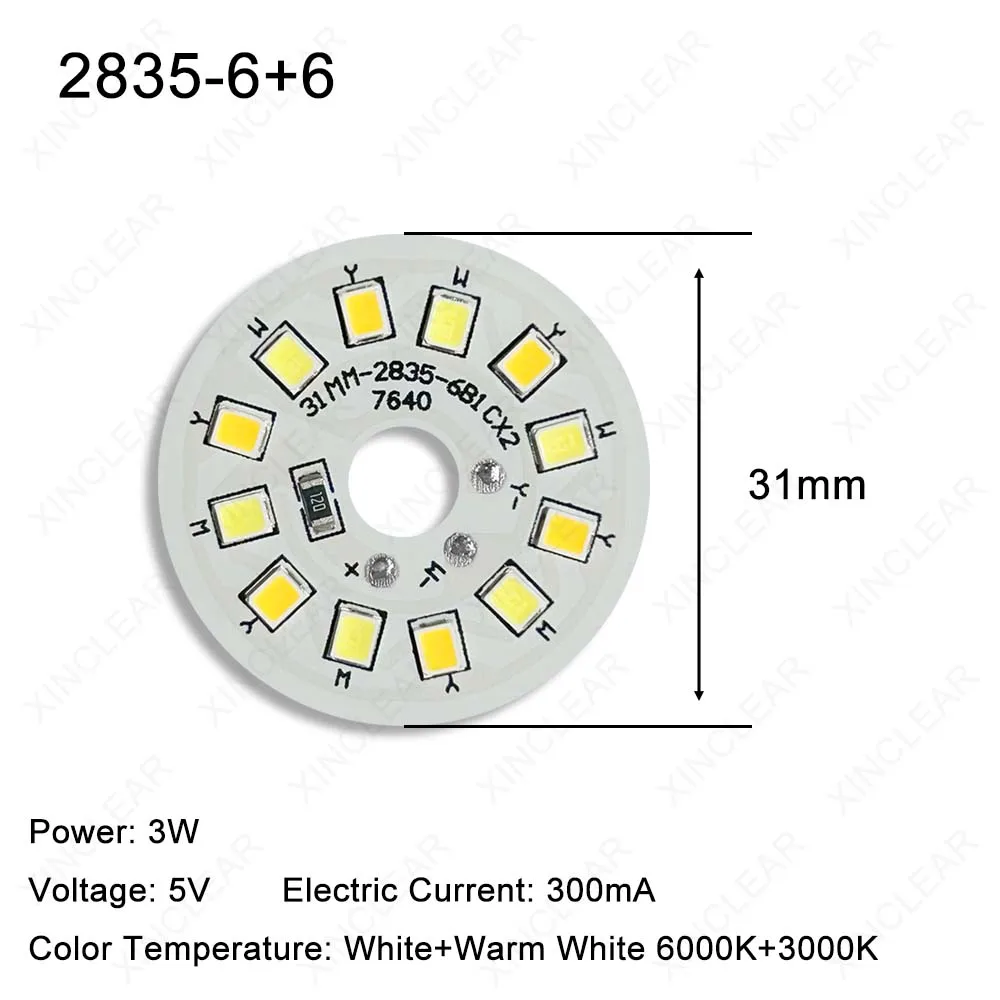 고품질 LED 조명 패널 DC5V 3W 6W 10W 따뜻한 흰색 빛 SMD 2835 5730 2 색 PCB 램프 구슬 보드 DIY 통