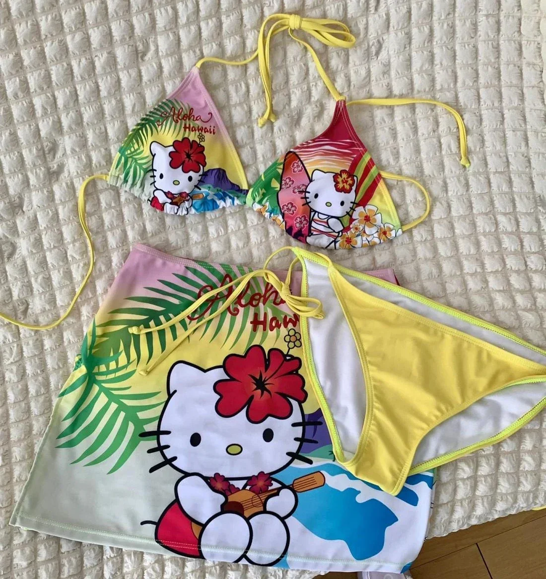 希少　新品　HELLO KITTY OPEN YY BIKINI ビキニ　水着 OPEN YY] HELLO KITTY X YY BIKINI 3 PIECE SET, BLACK 正規品