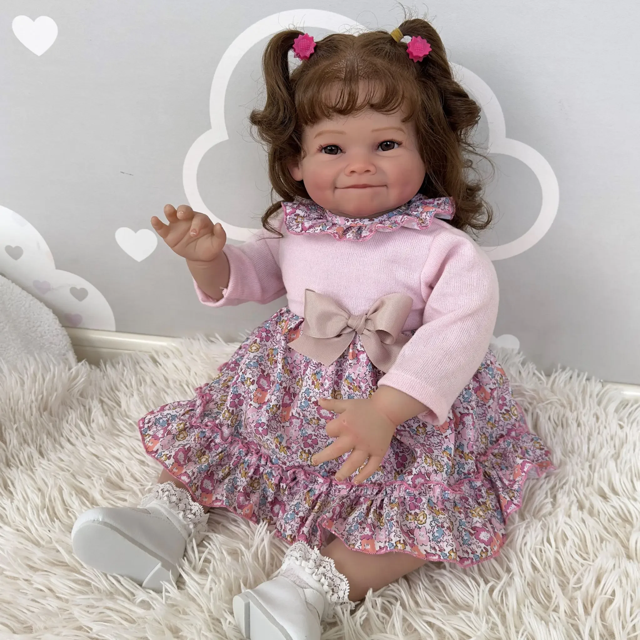 

NPK 24inch Raya Reborn Toddler Girl Soft Cloth Body Rooted Hair High Quality Hand Painted Doll 3D Skin
