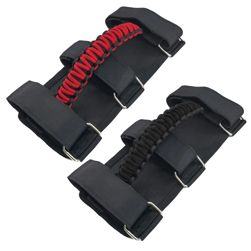 X7Jf Car Roof Front/Back Roll Bar Grab Inner Handles Grip Wheel Trolley Door Pull Rope Compatible With Jeep-Wrangler Yj Jk Tj