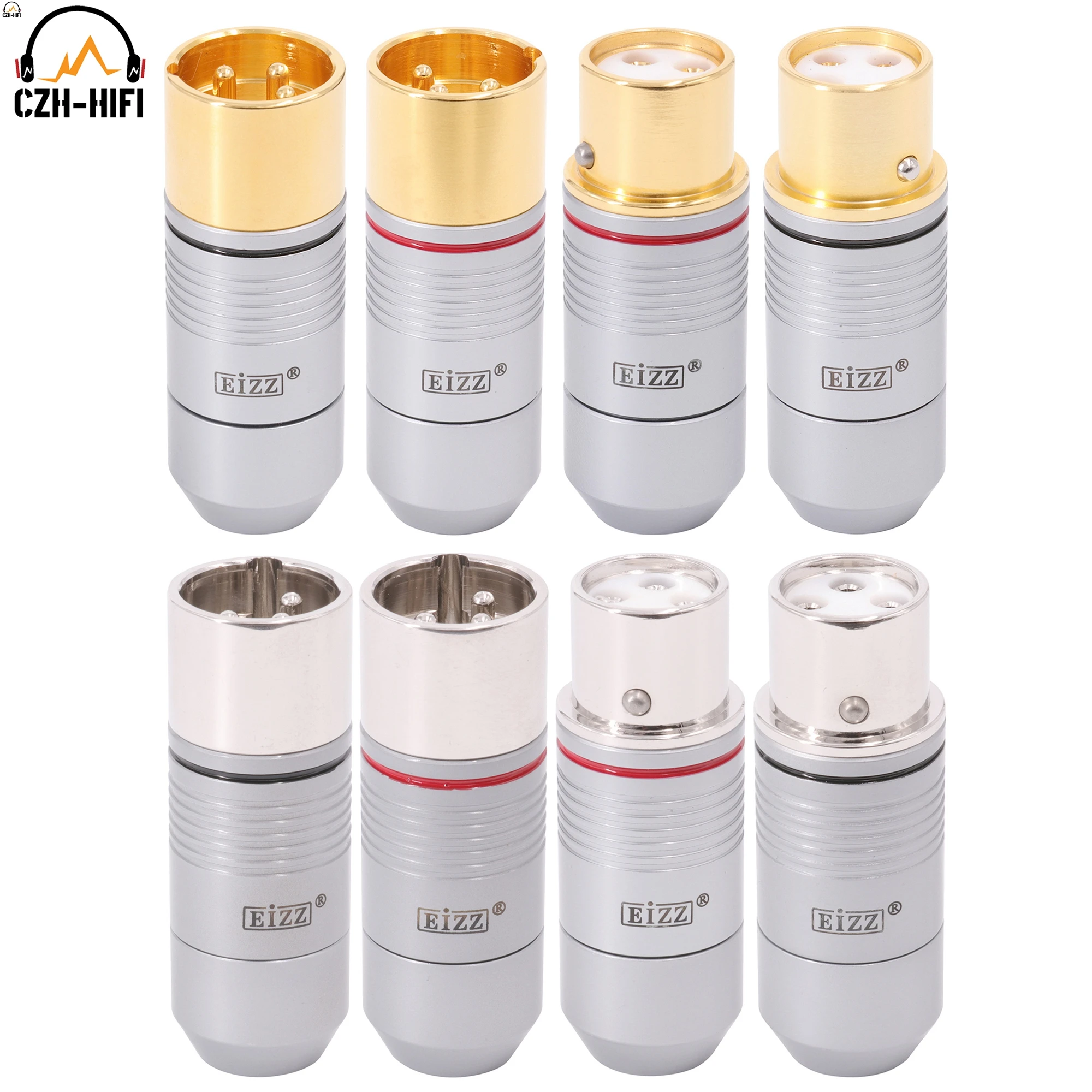 

EIZZ High End Tellurium Platinum Copper XLR Male Female Jack Balanced Plug Connector for HiFi Audio Amplifier Headphone DIY