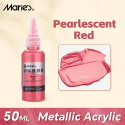 50ml Metallic Acrylic Paint - Pearlescent Shiny Pigments in Golden Slivery for DIY Art and Craft Projects (Pearlescent red)