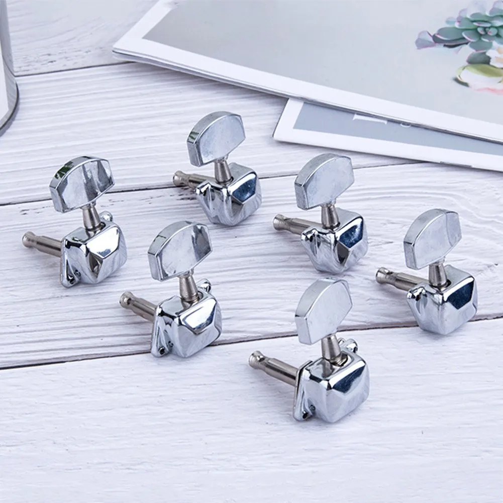 

Folk Semi-Closed Acoustic Guitar Tuning Pegs Silver Metal 3R+3L Alloy Tuning Pegs Musical Accessery Parts For Acoustic Guitar