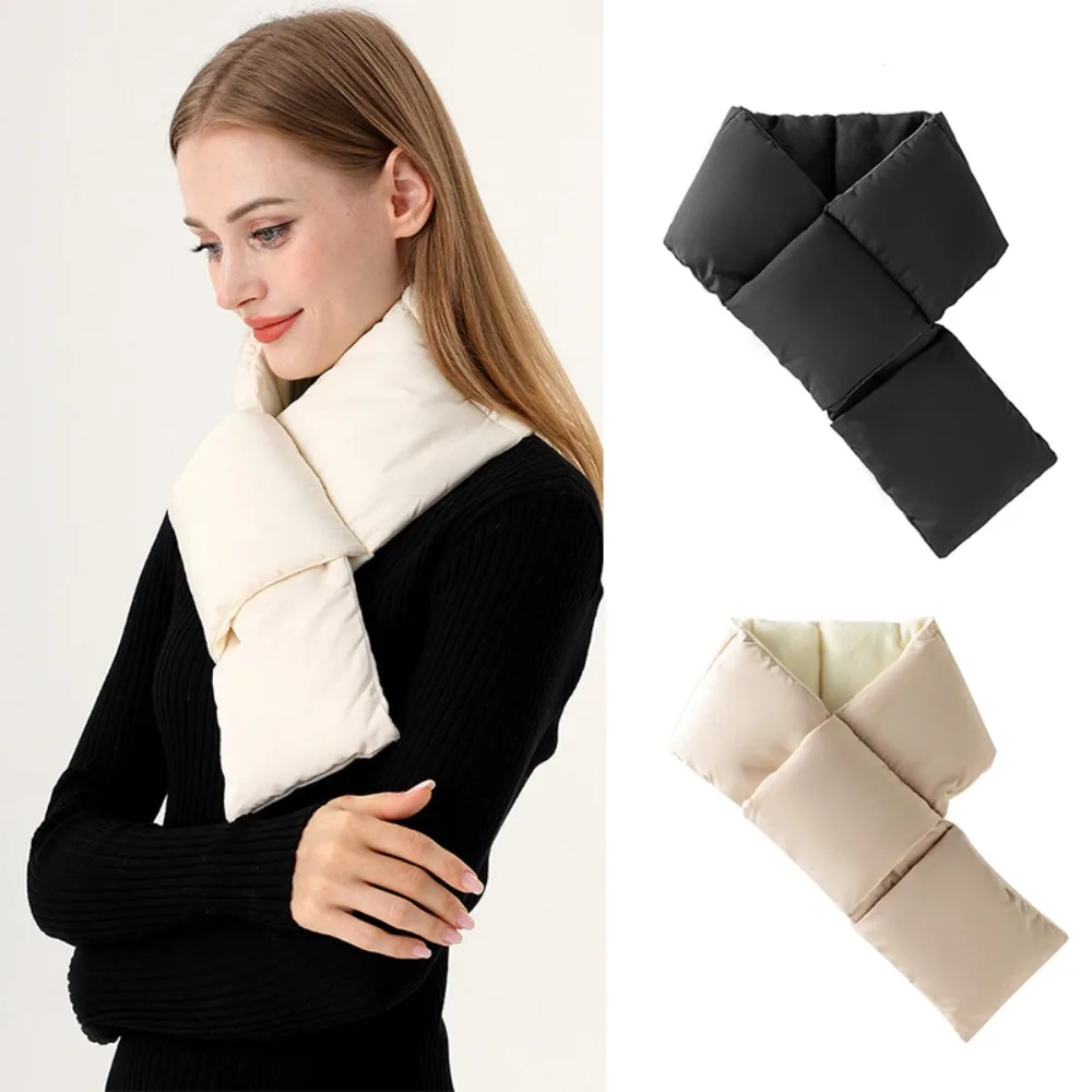 Simple Fashion Down Cotton Winter Mouth Loan Scarf Warm Thickened Down Cotton Scarf Soft Windproof Skiing Scarve Women Men 5