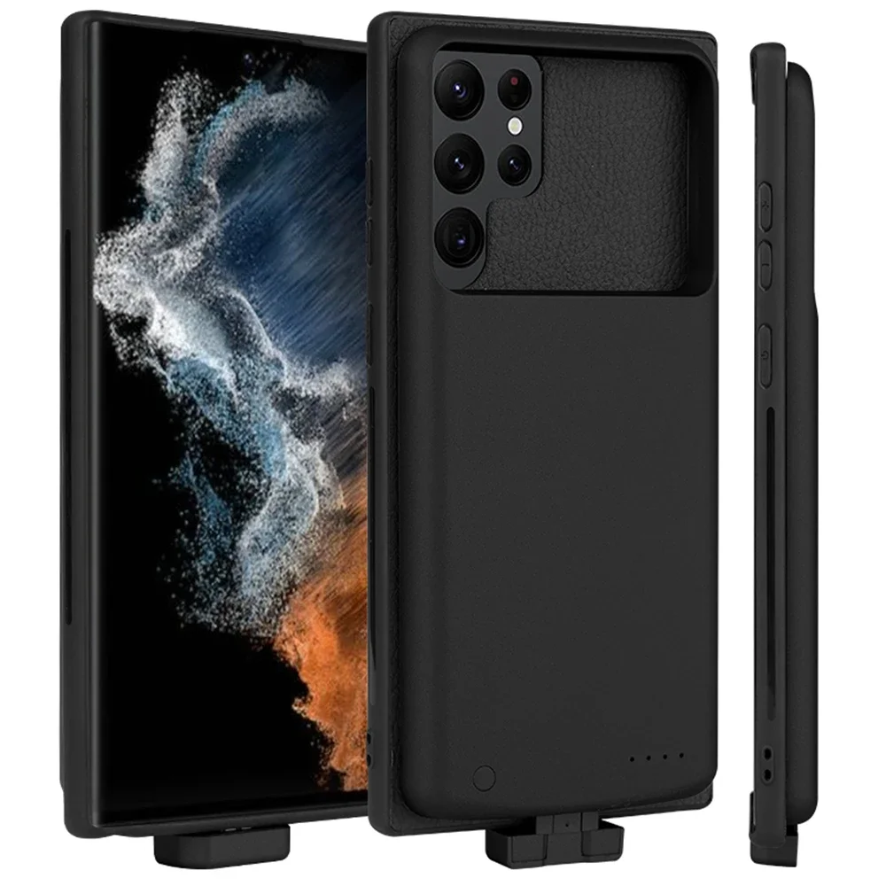 보조베터리 삼성 갤럭시 S22 울트라용 배터리 케이스, 5000mAh 마그네틱 보조배터리 휴대용 충전기 케이스
