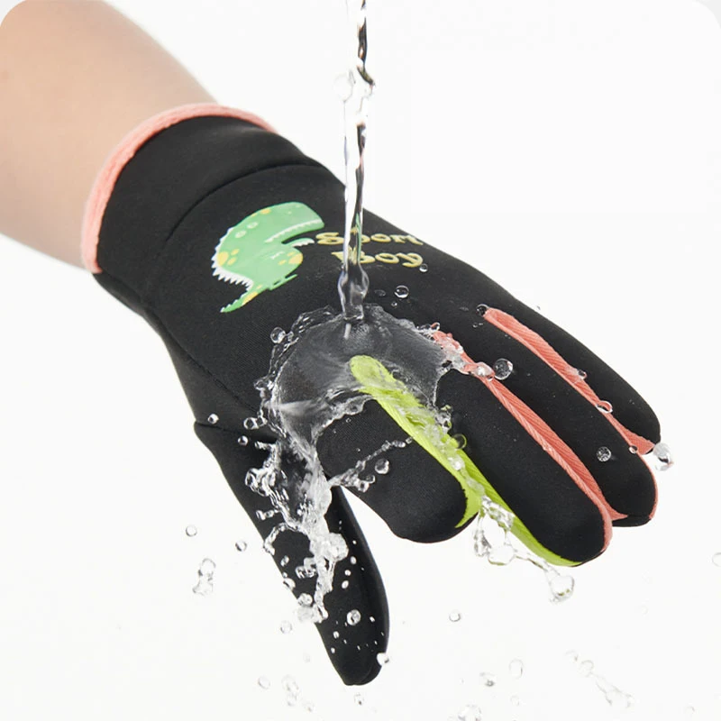 Winter Children's Gloves Cartoon Dinosaur Fluorescence Cycling Kids Warm Sports Skiing Windproof Waterproof Boys Girls Gloves 2