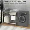 Stainless Steel Prep & Utility Sink With Countertop Faucet Hose Free Standing Single Bowl Commercial Kitchen Sink Workbench 4