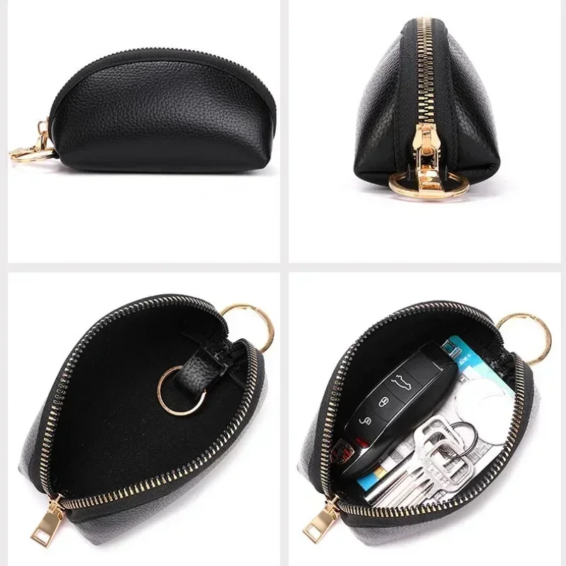 Men's Real Leather Key Wallet Waist Hanging Key Purse Peanut Housekeeper Covers Zipper Pouch Keychain Organizer Car Key Holder