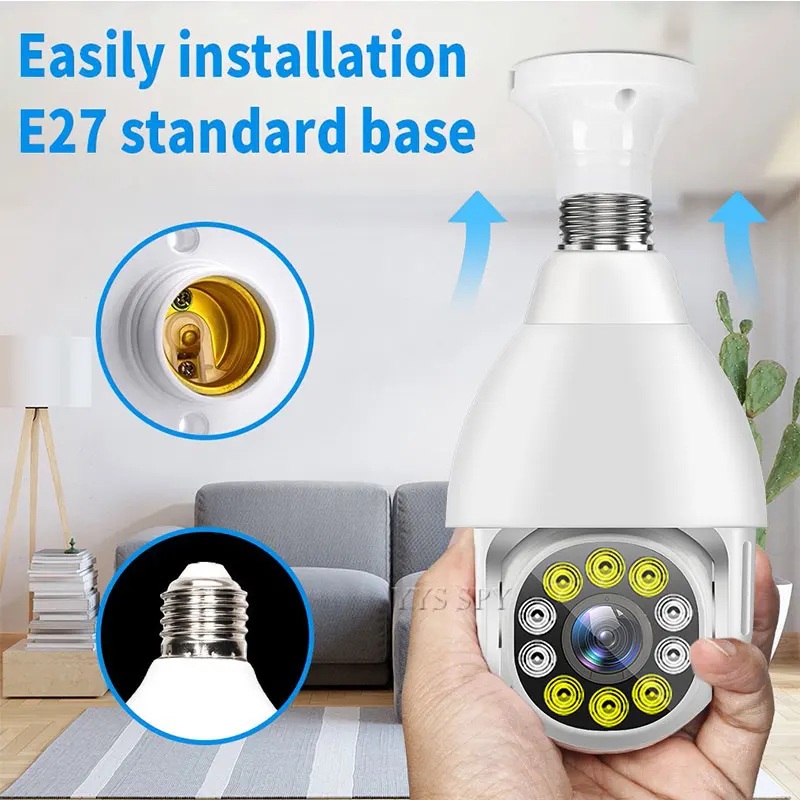 360° 5G Wifi Panoramic Bulb Camera 10pc Infrared Lamps Night Vision Motion Detect 720P HD Surveillance Mini Security CCTV IP Cam 2