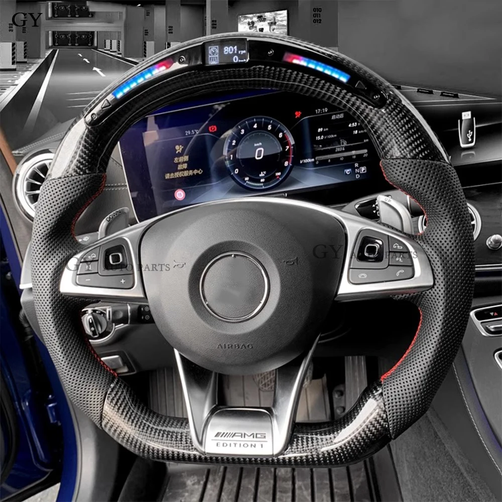 

LED Carbon Fiber Customized Steering Wheel For Benz Mercedes AMG CLA GLC GLB GLS GLE C63 E63 W203 W176 W205 W204 W213